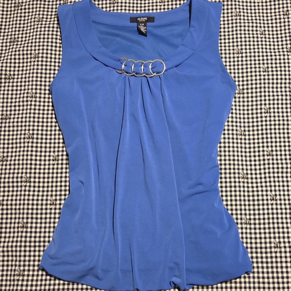 Alfani Women's Blue Sleeveless Top with Ring Detail